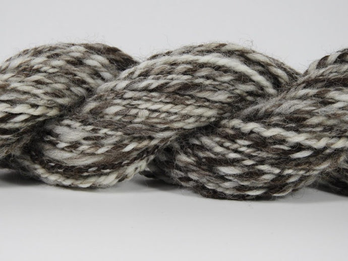 Handspun Corriedale Wool Yarn: Chocolate Vanilla Swirl